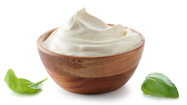 Creamy yogurt in bowl