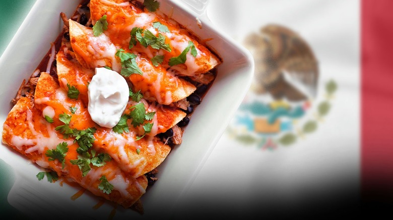 A dish of enchiladas