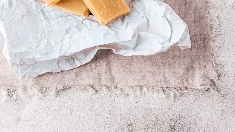 Parmesan rinds on paper