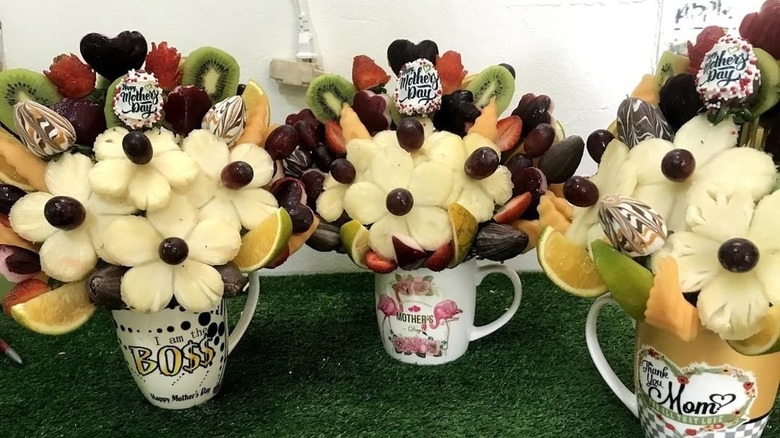 Fruit bouquets on table