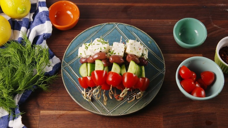 feta Greek salad skewers