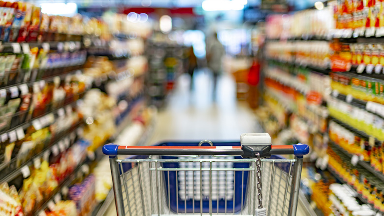 Shopping cart in grocery store