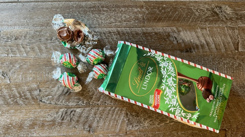 Lindt Lindor truffles and package on table