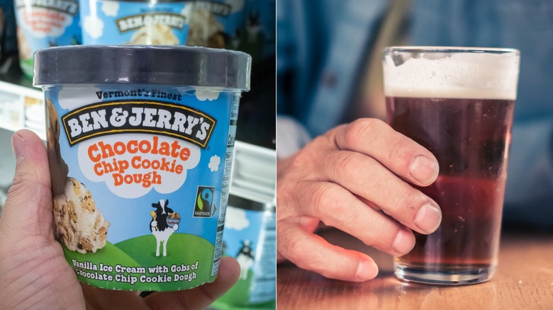 Cookie dough ice cream and beer