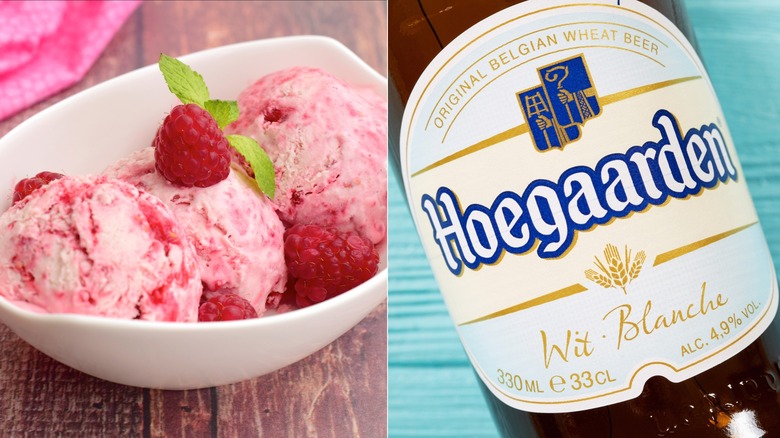 Raspberry ice cream and Belgian Wit