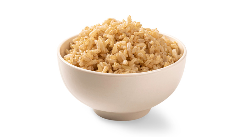 Bowl of cooked brown rice