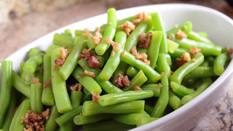 bacon bits in green beans