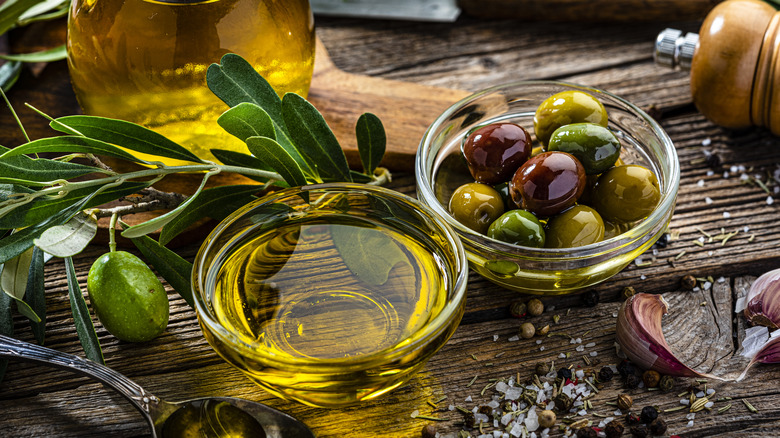 olive oil and olives