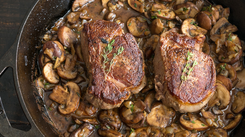 Steak and mushroom