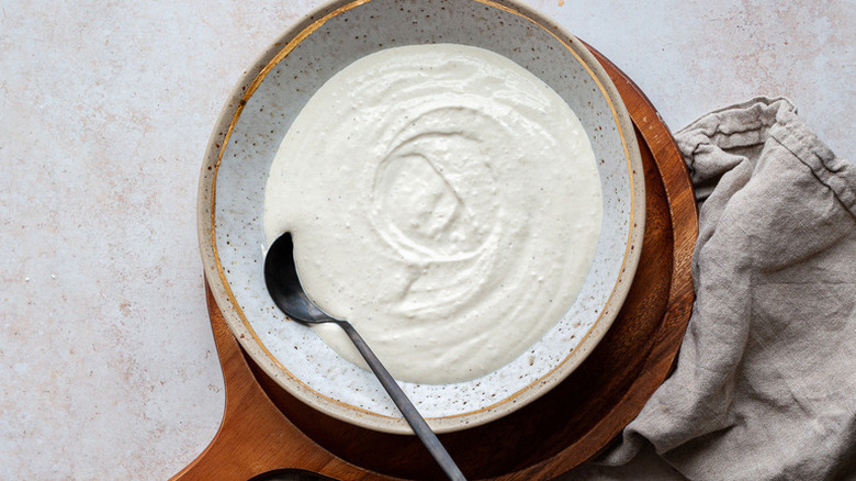 Creamy white sauce in bowl