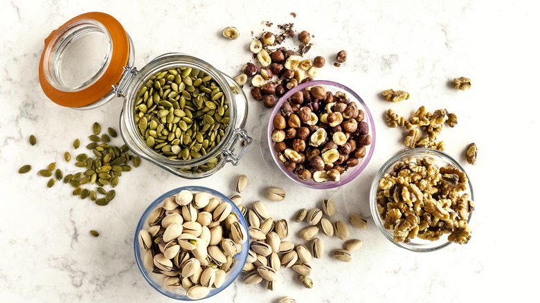 seeds and nuts in jars