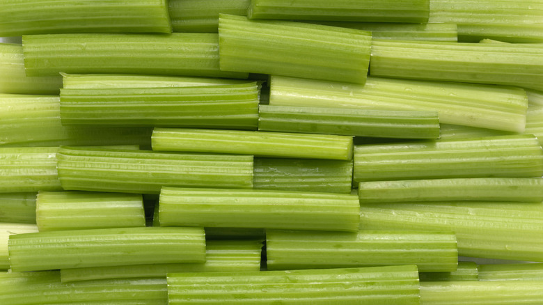 Pile of chopped green celery