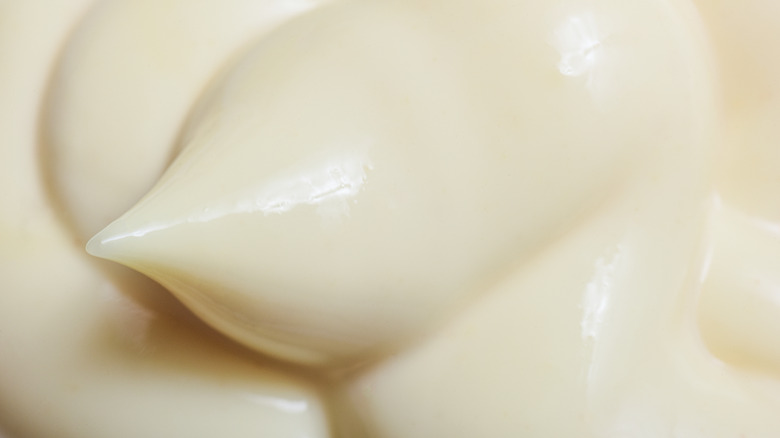 Close-up of a dollop of mayonnaise