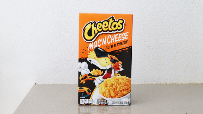 Cheetos mac and cheese on counter 