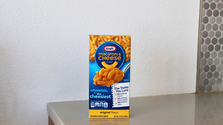 Kraft macaroni and cheese on counter 