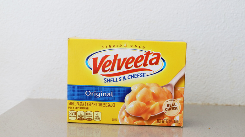 Velveeta mac and cheese on counter 