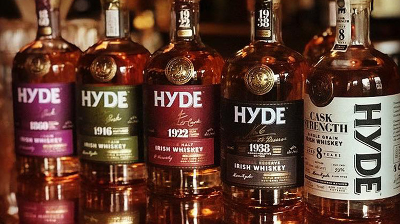 Lineup of Hyde Whiskey bottles
