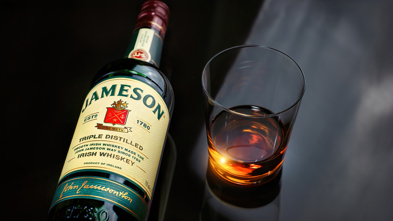 Bottle and glass of Jameson