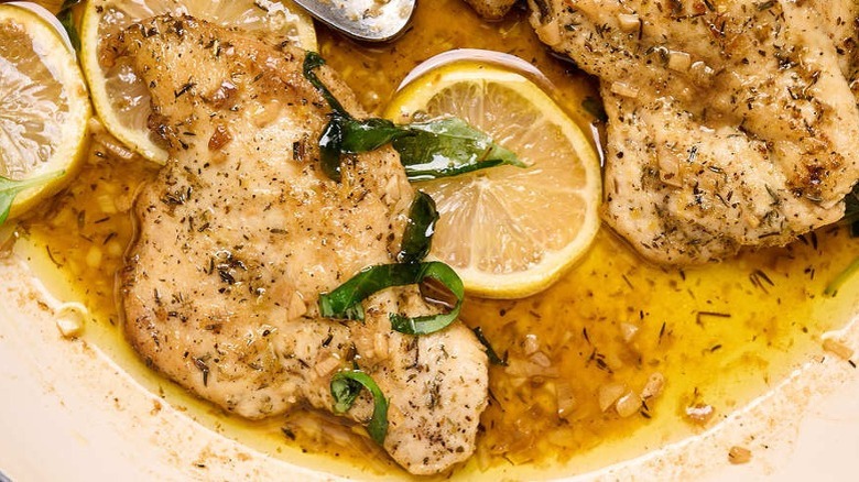 Close-up of lemon basil chicken