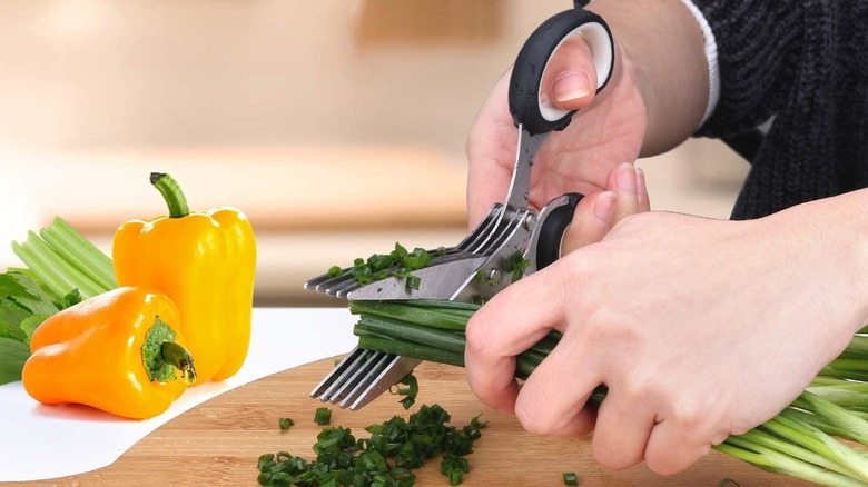 Using herb scissors