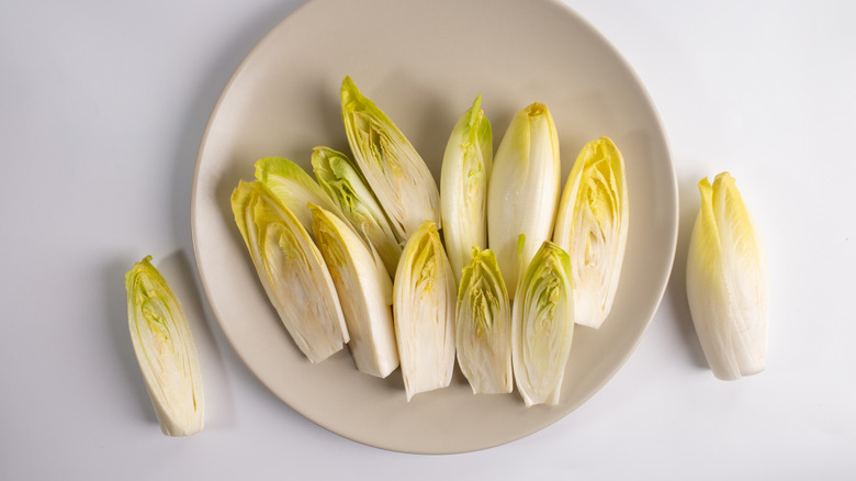 Plate of sliced endives 