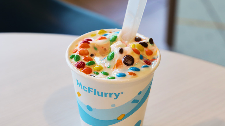 McDonald's M&M'S McFlurry on table