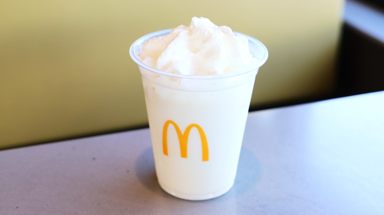 McDonald's vanilla shake on table