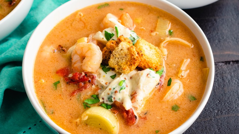 Bowl of seafood bisque