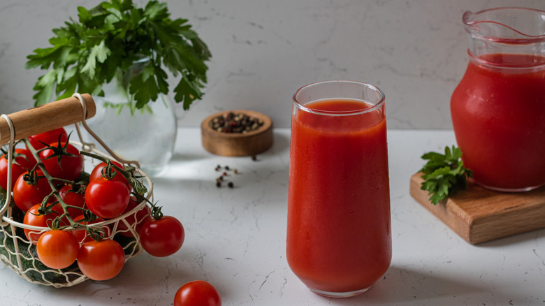 Glass of tomato juice