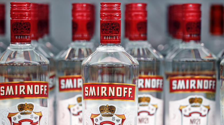 Group of Smirnoff vodka bottles