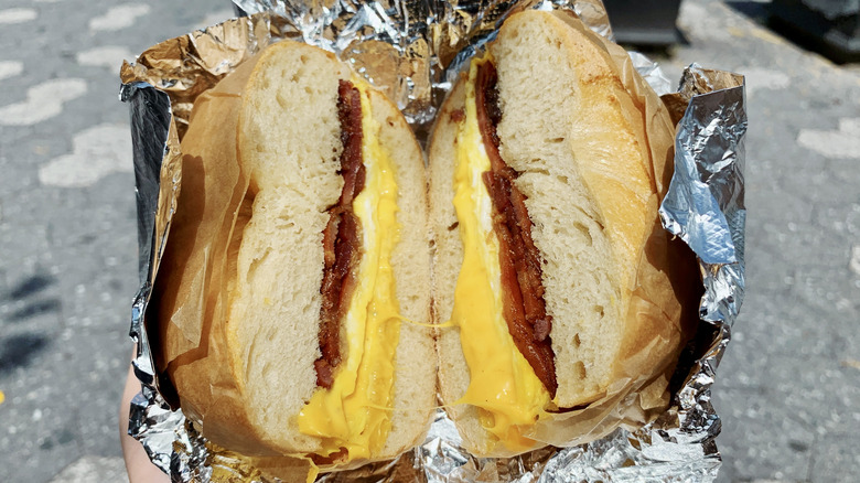 Bacon, egg, and cheese sandwich