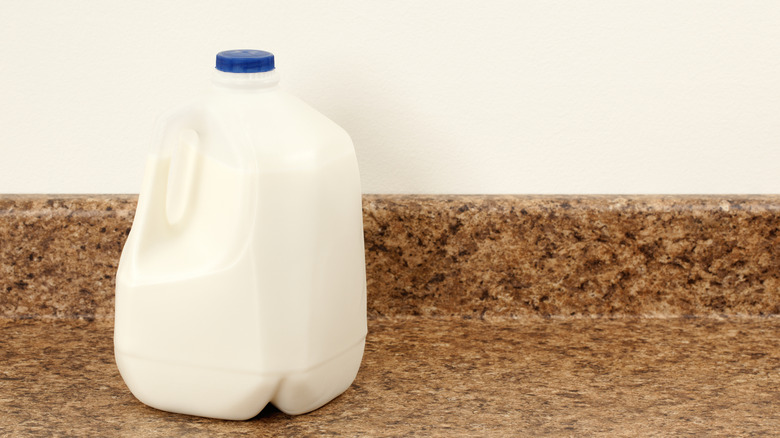 Gallon of milk on counter