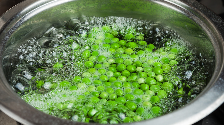 Pot of boiling peas