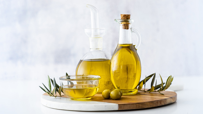 Olive oil on a tray