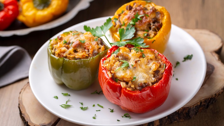 Multicolored stuffed peppers