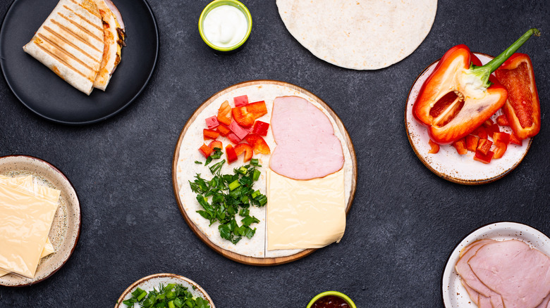 Wrap ingredients on tortilla