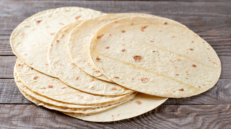 Tortillas on wood table