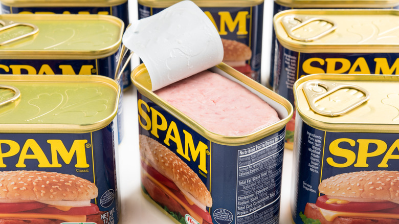 closed and opened Spam cans