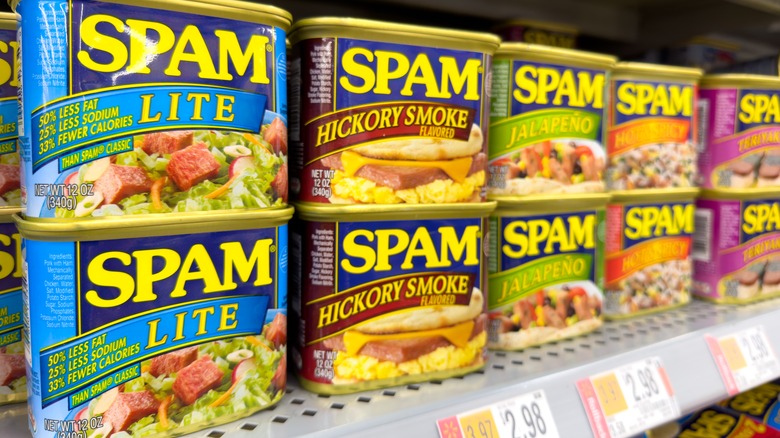 Spam cans on store shelf