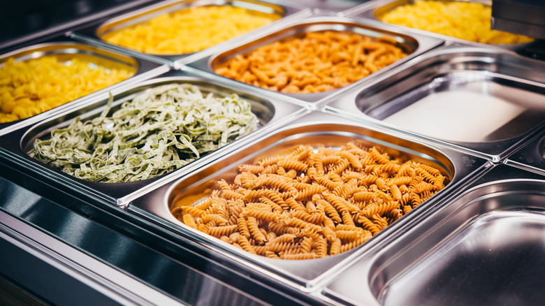 A selection of buffet pasta