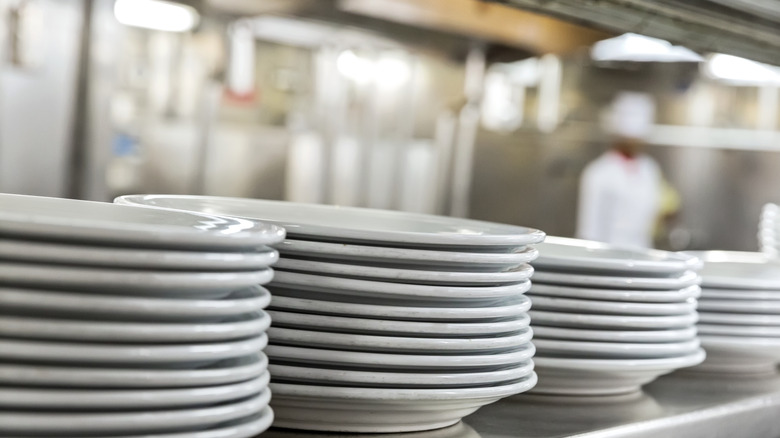 Stacks of clean plates