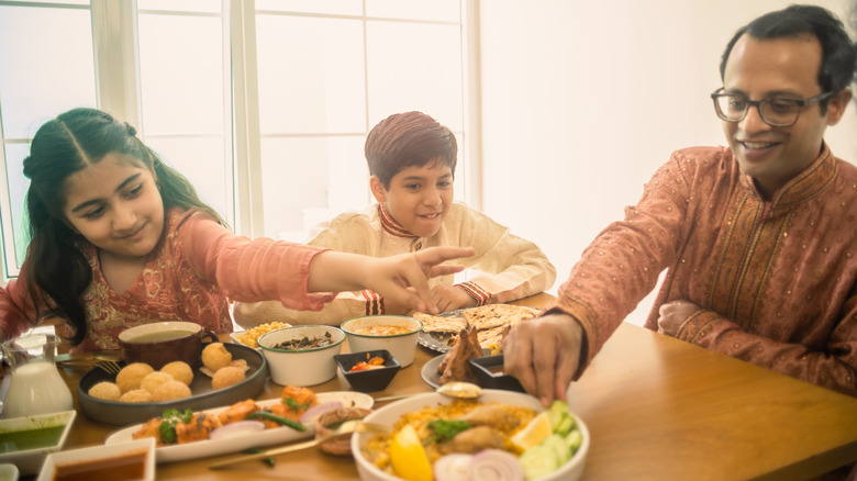 kids eating indian food