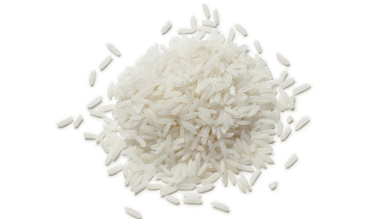 White rice on white background