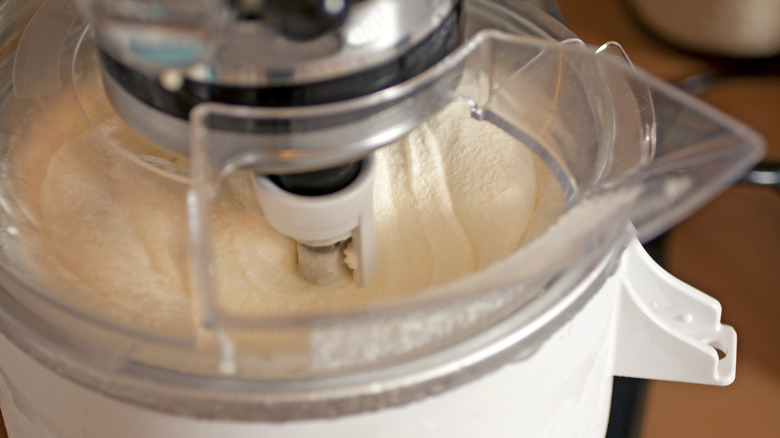 Ice cream machine churning ice cream