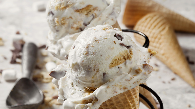 S'mores ice cream scooped