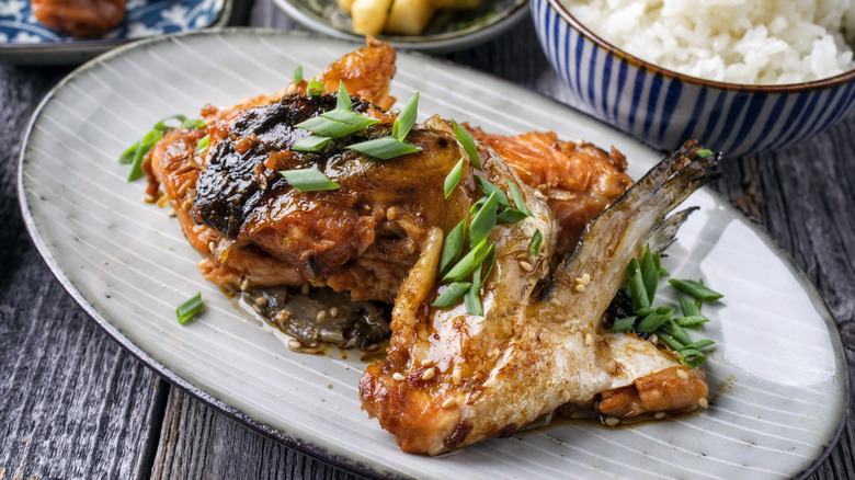 crispy salmon collar plate