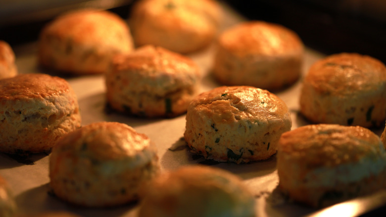 Scones baking in oven