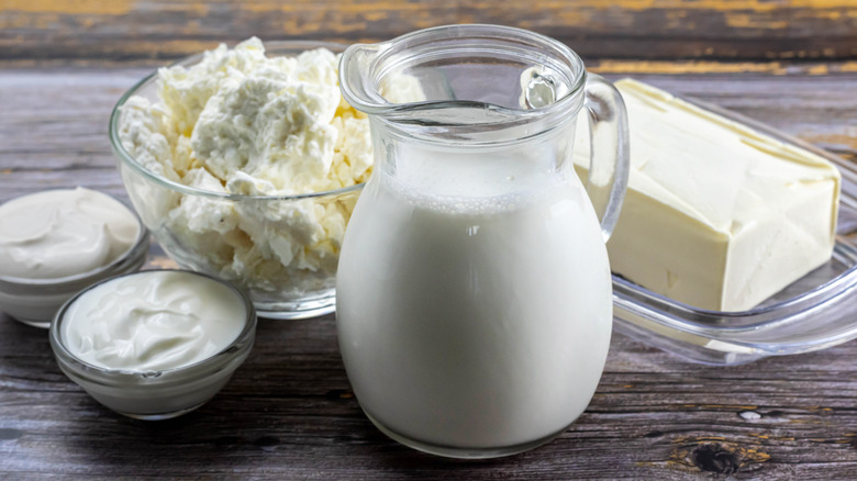 dairy products on wood