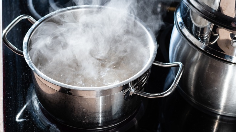 boiling water in a pot