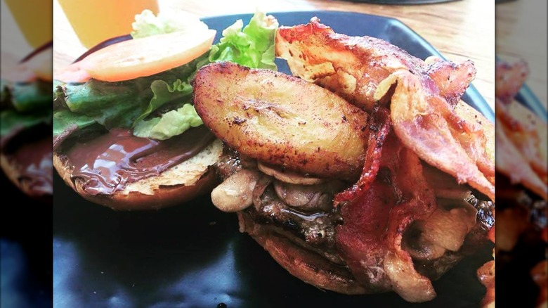 Muddy Pig at Crazee Burger open on a plate